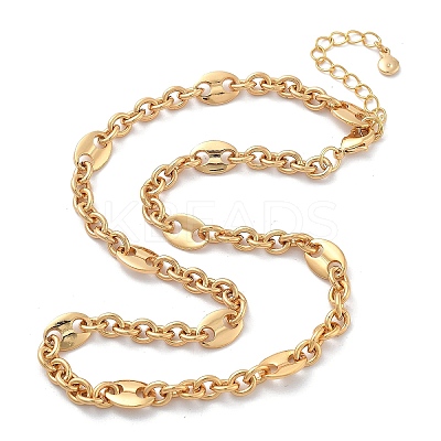 Brass Oval Link Chain Necklaces for Women NJEW-F329-01G-1