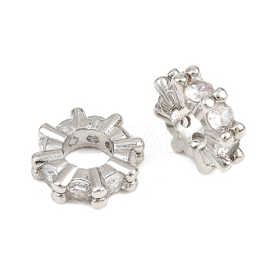 Brass Pave Clear Cubic Zirconia European Beads CU-CBA6A75-21P-1
