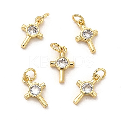 Brass Micro Pave Cubic Zirconia Charms KK-E068-VB240-1