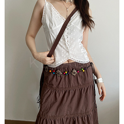 Bohemian Style Wood & Coconut & Imitation Leather Cord Knot Chain Belts FS-WG6C080-06-1
