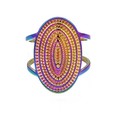 304 Stainless Steel Oval Cuff Ring RJEW-N038-050-1