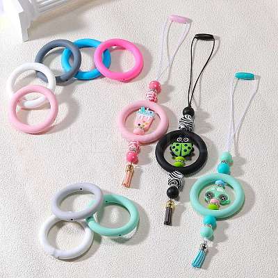 9Pcs Ring Food Grade Eco-Friendly Silicone Focal Beads JX895D-1