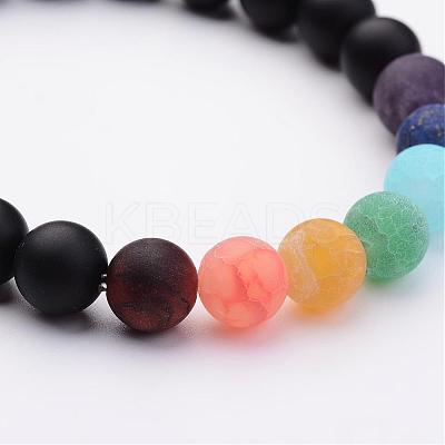 Natural Dyed & Heated Black Agate & Gemstone Beads Stretch Bracelets BJEW-JB02510-01-1