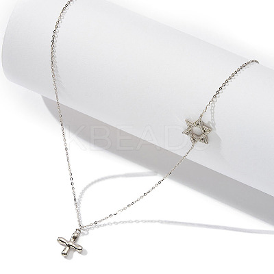 925 Sterling Silver Cable Chain Necklaces NJEW-L116-04P-1