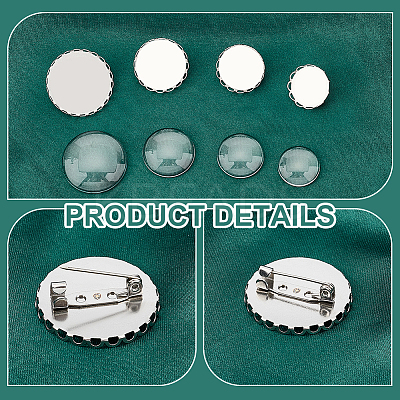 DIY Blank Dome 304 Stainless Steel Brooch Making Kit DIY-UN0056-14-1