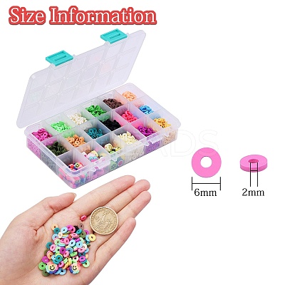 126g 15 Colors Handmade Polymer Clay Beads CLAY-SZ0001-32-1