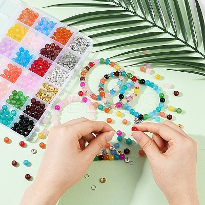 DIY Glass Round Beads Bracelets Making Kits DIY-YW0012-08-1