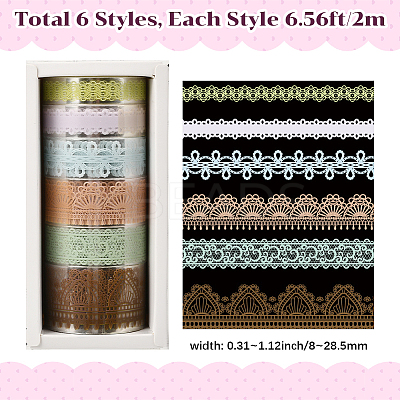 1Bag Lace Patterns PET Floral Decorative Tape Set AJEW-SP0002-74B-1