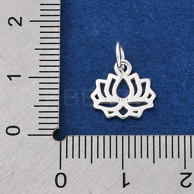925 Sterling Silver Hollow Lotus Flower Charms STER-D301-01S-1