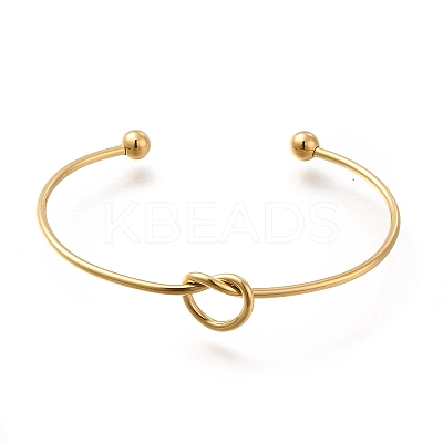Ion Plating(IP) 304 Stainless Steel Knot Cuff Bangles for Women BJEW-M233-04G-1