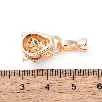 Brass Green Glass Peg Bails KK-D360-26G-1
