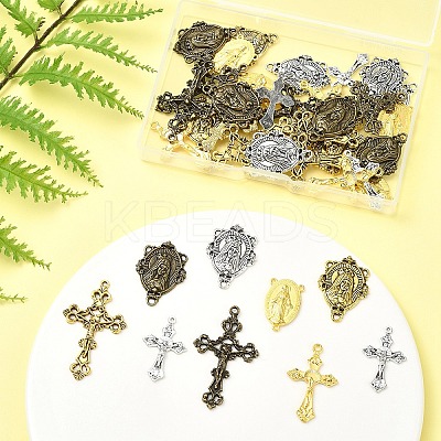 40Pcs 8 Styles Tibetan Style Alloy Pendants TIBEP-YW0001-88-1