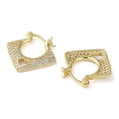 Rack Plating Brass Micro Pave Cubic Zirconia Hoop Earrings EJEW-K249-06G-1