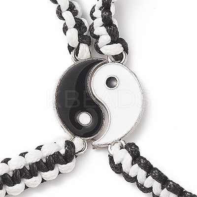 2Pcs 2 Color Alloy Enamel Yin Yang Matching Pendant Necklaces Set BJEW-TA00186-1