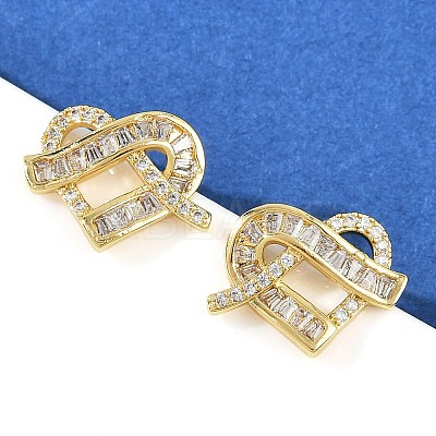 Brass Micro Pave Cubic Zirconia Stud Earrings for Women EJEW-K312-01G-1