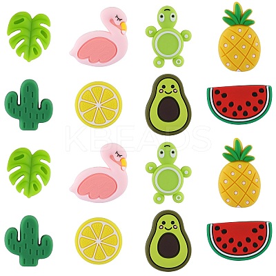 16Pcs 8 Styles Food Grade Silicone Focal Beads SIL-SZ0002-20-1
