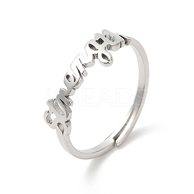 Non-Tarnish 304 Stainless Steel Word Adjustable Ring RJEW-L107-019P-1