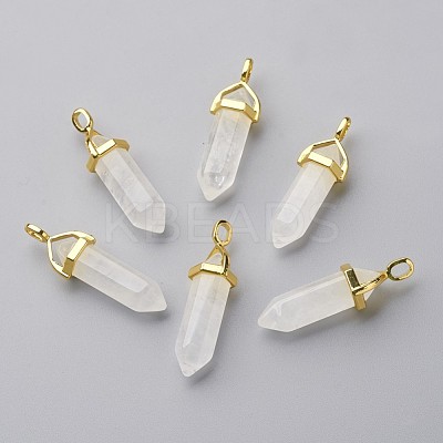 Natural Quartz Crystal Double Terminated Pointed Pendants G-G902-B23-1