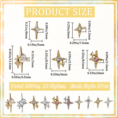 Star Alloy Rhinestone Cabochons MRMJ-CP0001-43C-1