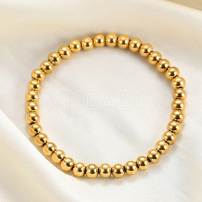 6MM Adjustable 304 Stainless Steel Round Beaded Stretch Bracelets for Women LS-UQ9222-1-1