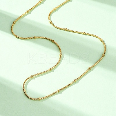 1.2MM 304 Stainless Steel Rondelle Bead Round Snake Chain Necklaces NJEW-K291-03G-1