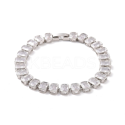 Clear Cubic Zirconia Tennis Bracelet BJEW-E015-02P-1