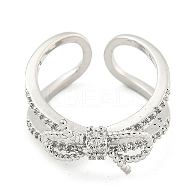 Brass Micro Pave Cubic Zirconia Cuff Rings RJEW-I103-095P-1