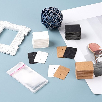 300Pcs 3 Colos Jewelry Earring Display Kraft Paper Price Tags DIY-LS0003-92-1