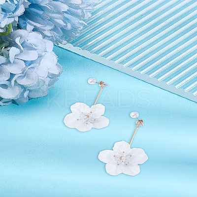 1 Pair Flower Alloy Dangle Stud Earrings EJEW-LP0007-085-1