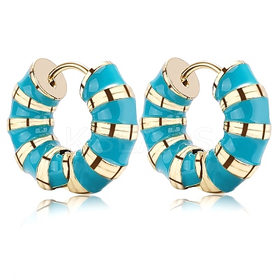 Enamel Striped Thick Hoop Earrings JE1110B-1