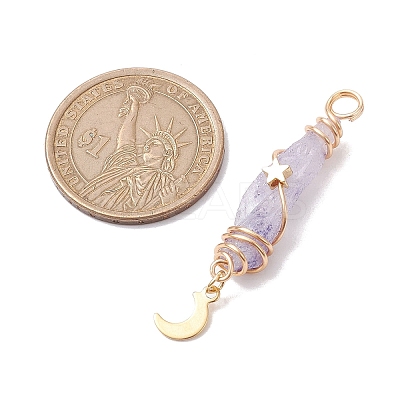3Pcs 3 Styles Electroplated Natural Quartz Crystal Copper Wire Wrapped Pendants PALLOY-JF02586-01-1