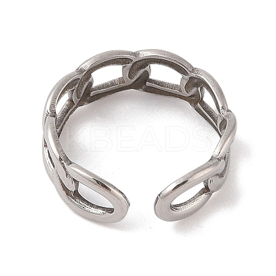 Non-Tarnish 304 Stainless Steel Oval Curb Chain Cuff Rings for Women RJEW-G322-04P-1