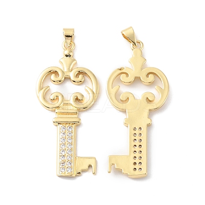 Rack Plating Brass Micro Pave Cubic Zirconia Pendants KK-F852-08G-1