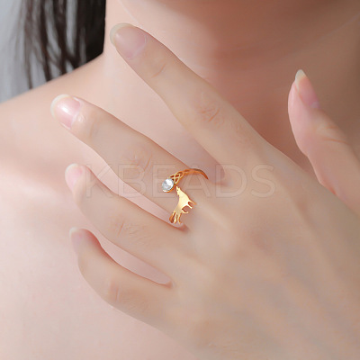 304 Stainless Steel Rhinestone Cuff Open Rings WG3F277-02-1