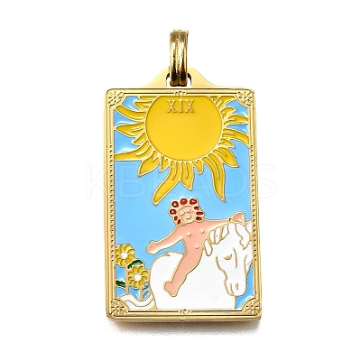 Tarot 304 Stainless Steel Enamel Pendants STAS-M119-07F-G-1