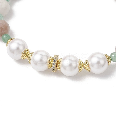Natural Green Aventurine and Amethyst Beaded Bracelets for Women BJEW-JB11932-03-1