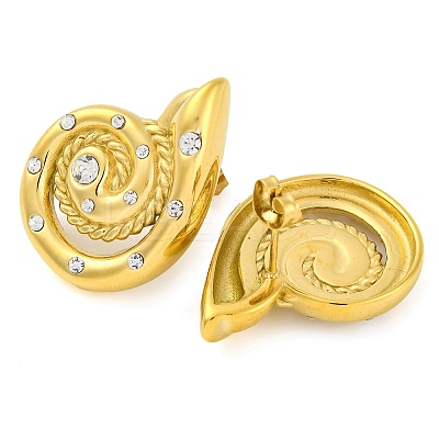 304 Stainless Steel Micro Pave Clear Cubic Zirconia Stud Earrings for Women EJEW-U023-12G-1