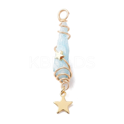 3Pcs 3 Styles Electroplated Natural Quartz Crystal Copper Wire Wrapped Pendants PALLOY-JF02586-02-1