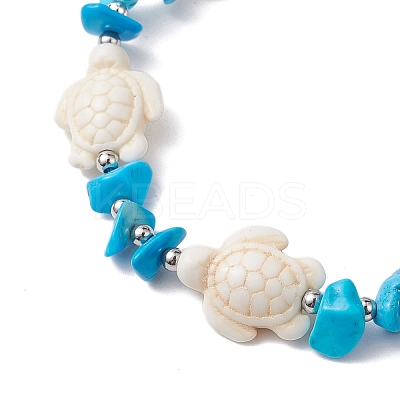 Synthetic Turquoise Beads with Natural Magnesite Anklet for Women AJEW-AN00576-02-1