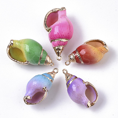 Spray Paint & Electroplate Spiral Shell Pendants X-SHEL-N026-11-1