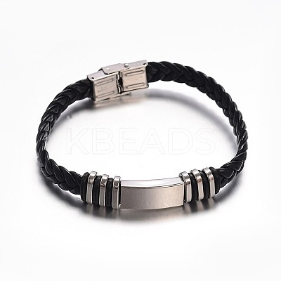 Jewelry Black Color PU Leather Cord Bracelets BJEW-G467-14-1