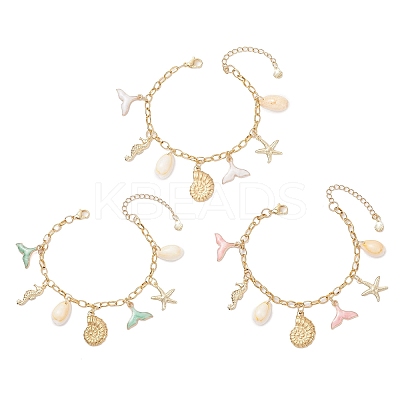 3Pcs 3 Colors Stainless Steel & Alloy Enamel Charm Bracelets BJEW-JB12215-1