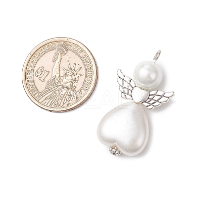 4Pcs 4 Styles ABS Plastic Imitation Pearl & Glass Pearl Pendants PALLOY-JF04039-1