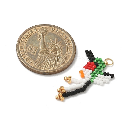 Glass Seed Beaded Bird Pendants PALLOY-MZ00920-04-1