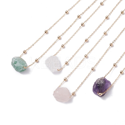 Natural Raw Stone Pendant Necklace for Women NJEW-JN03781-1
