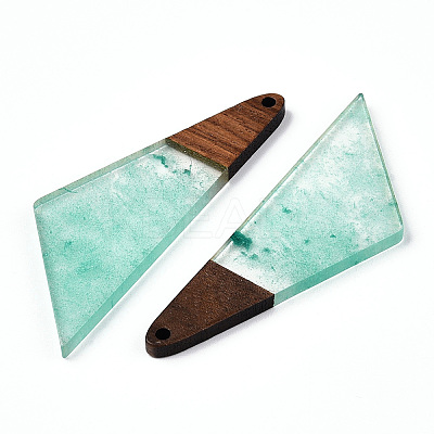 Transparent Resin & Walnut Wood Pendants RESI-ZX017-30-1