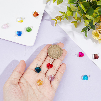 12Pcs 12 Color Copper Wire Wrapped Faceted Glass Pendants PALLOY-AB00035-1