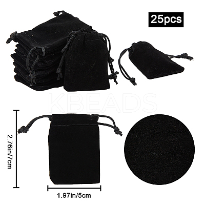 25Pcs Rectangle Velvet Drawstring Pouches TP-BBC0001-04B-03-1