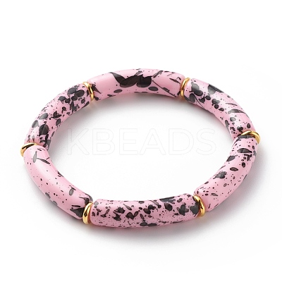Acrylic Curved Tube Beaded Stretch Bracelet BJEW-JB08443-1