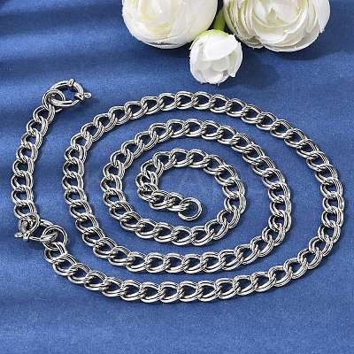 7MM 201 Stainless Steel Double Link Chains Necklaces for Unisex NJEW-K302-21P-1